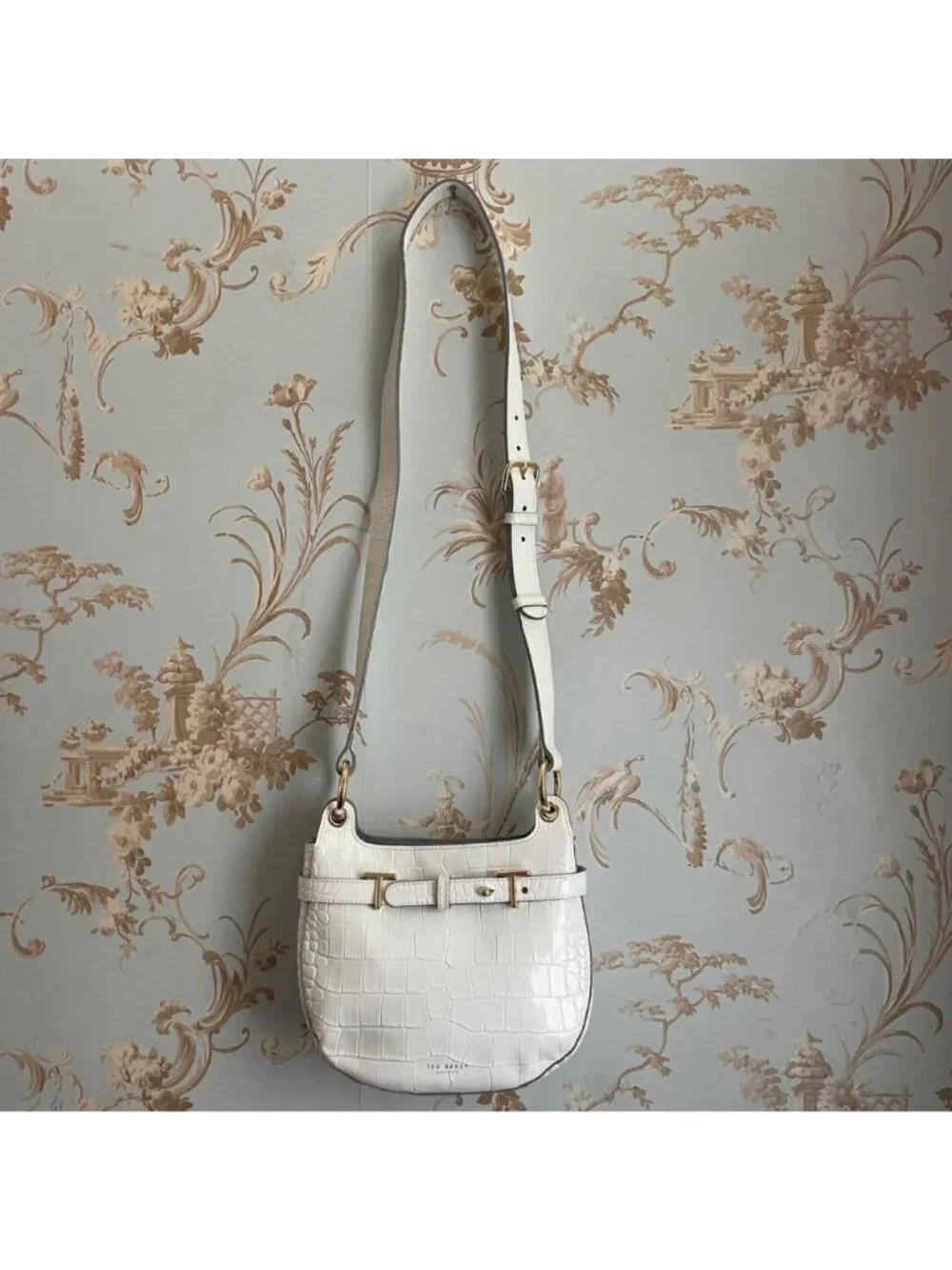 Ted Baker London Croc Embossed Leather Crossbody Purse Bag Quiet Luxury Elegant